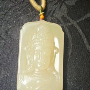 Hetian Jade Lotus Root Pink Guanyin Pendant